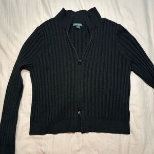Black Cropped Ribbed Women's Sweater